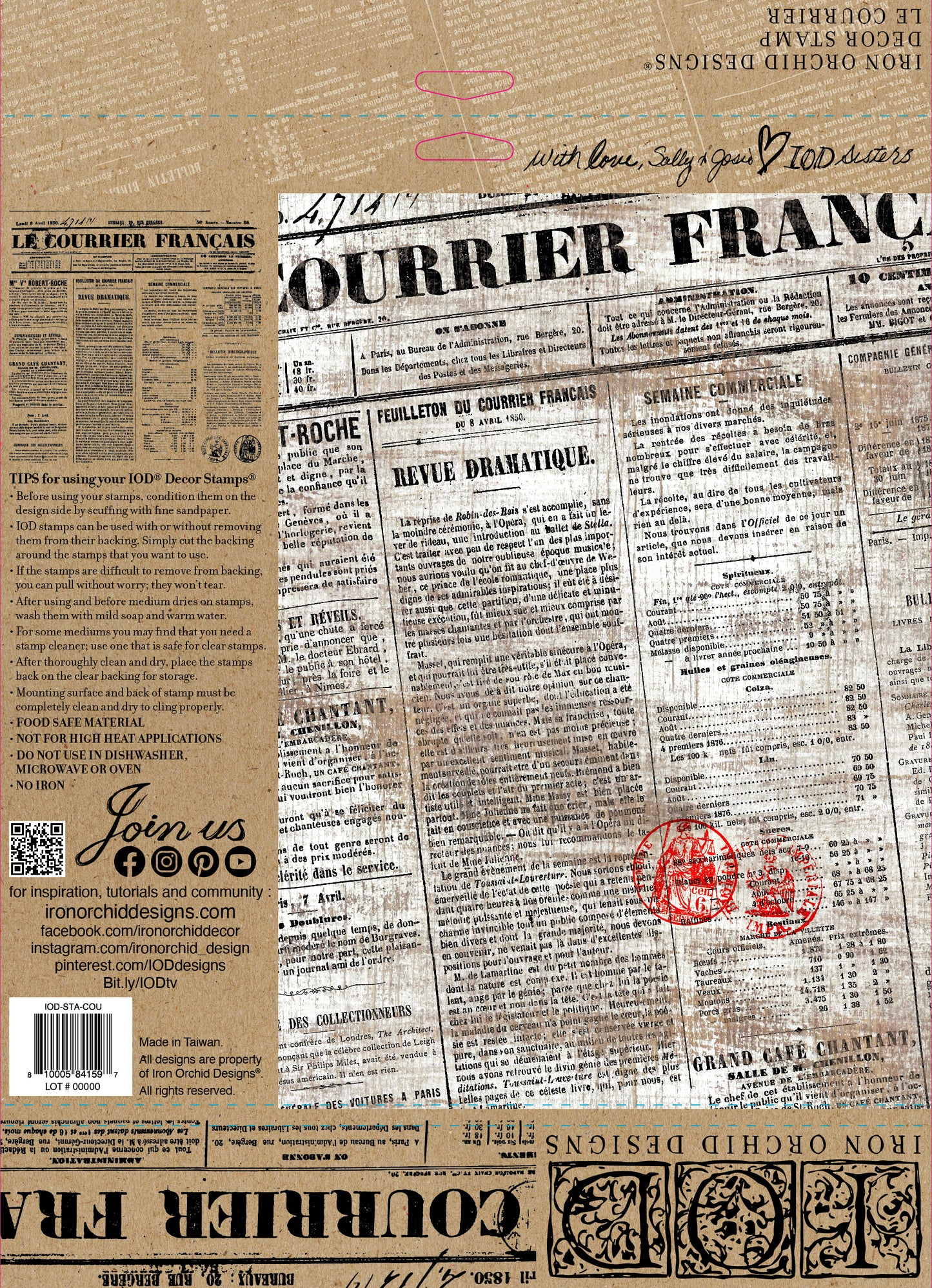 Le Courrier stamp- IOD decor stamp
