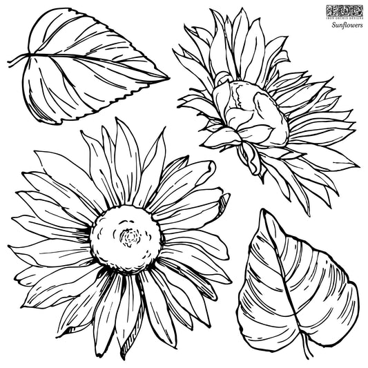 2 sunflower stamps and 2 leaf stamps from IOD's "Sunflower" stamp