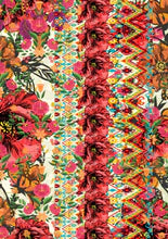 A page from "Woodstock" by Made by Marley, with red and yellow flowers and patterns.
